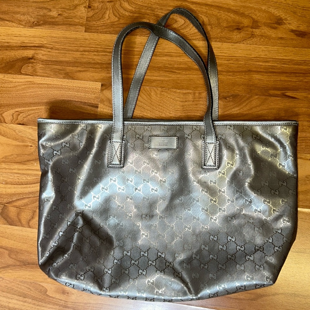 Authentic Gucci Imprime Metallic Tote Bag